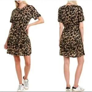 CURRENT /Elliott 100% linen leopard print dress size XS